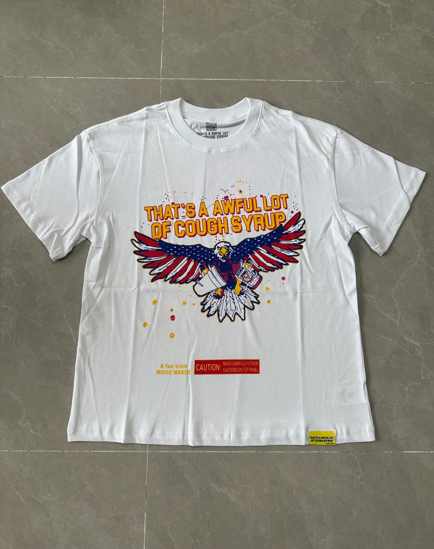 #White | THAT'S A AWFUL LOT OF COUGH SYRUP In Stock Real shot American simple trendy brand loose casual T-shirt Fabric (fabric): 32 counts Weight combed double yarn pure cotton Sizes (size): S-M L X L Color (colour): White